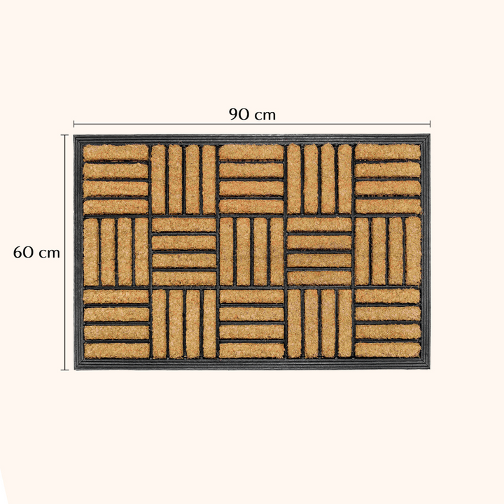 Parquet Tiles Geometrical Rubber Bordered Coir Doormat - Fab Habitat , Doormats, [product_size],