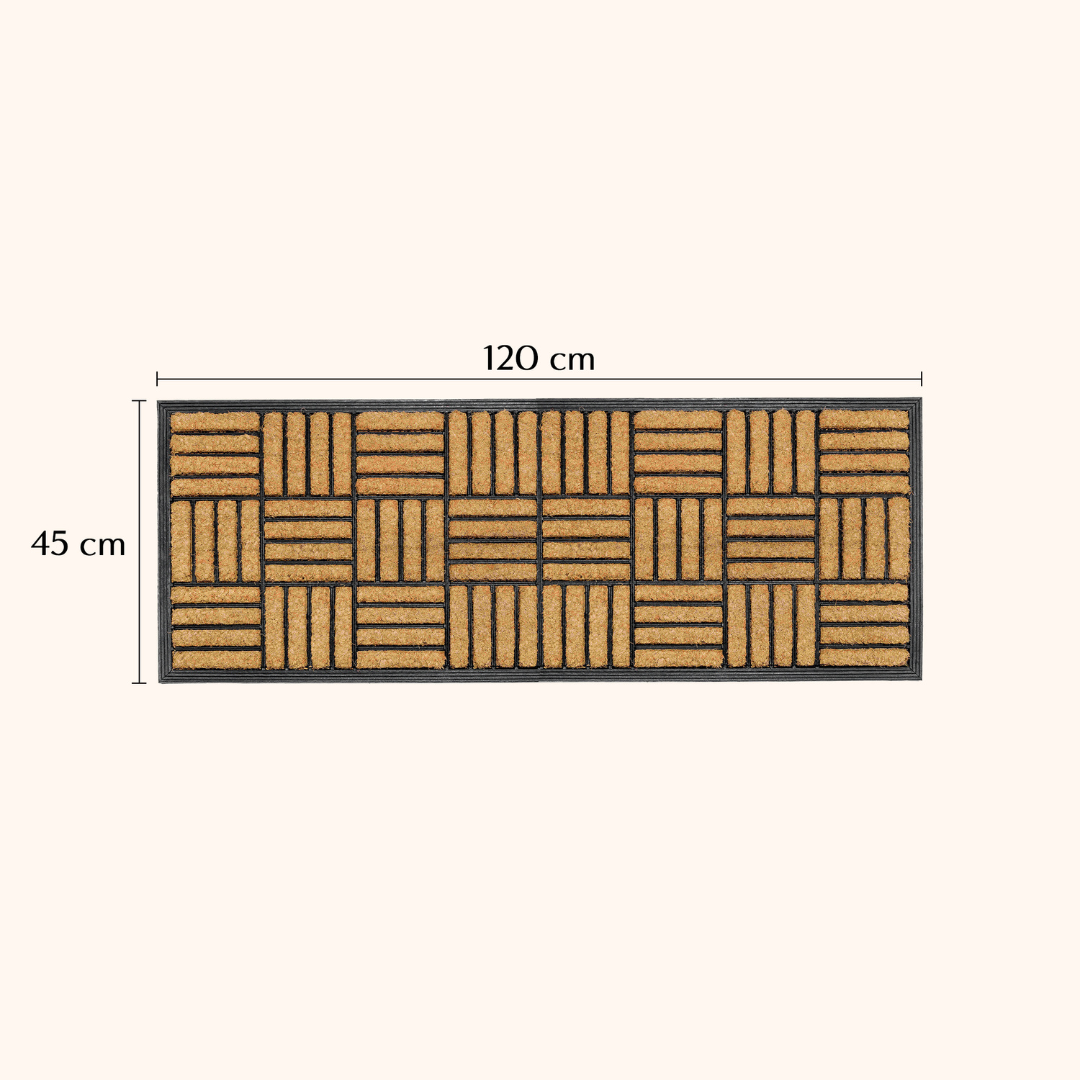 Parquet Tiles Geometrical Rubber Bordered Coir Doormat - Fab Habitat , Doormats, [product_size],