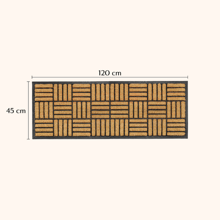 Parquet Tiles Geometrical Rubber Bordered Coir Doormat - Fab Habitat , Doormats, [product_size],