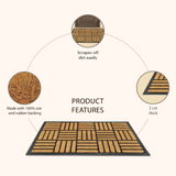 Parquet Tiles Geometrical Rubber Bordered Coir Doormat - Fab Habitat , Doormats, 