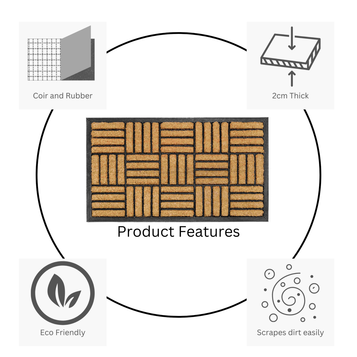 Parquet Design Entry Mat – Rustic Pattern Door Rug – Buy Online in Australia