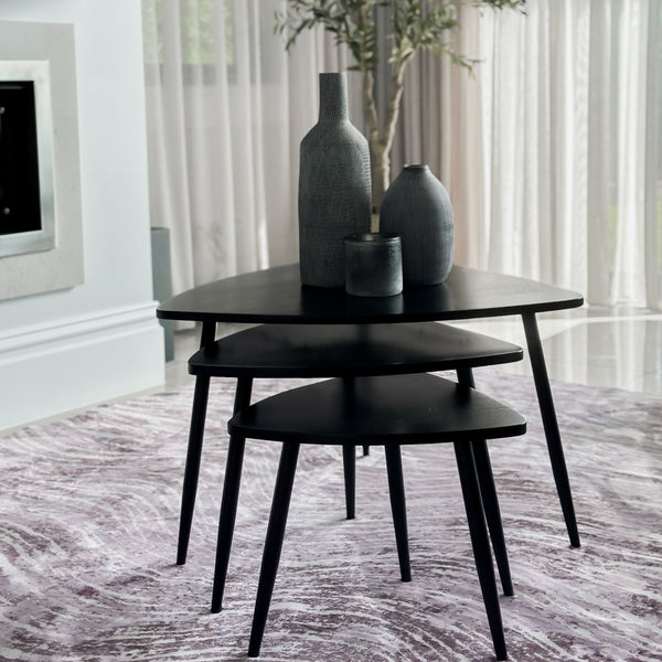 Set Of 3 Paulo Black Solid Wood Nested Coffee Table - Fab Habitat , Coffee Tables, 