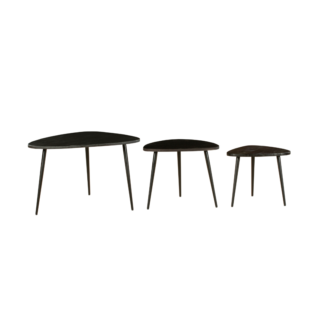 Set Of 3 Paulo Black Solid Wood Nested Coffee Table - Fab Habitat , Coffee Tables, [product_size],