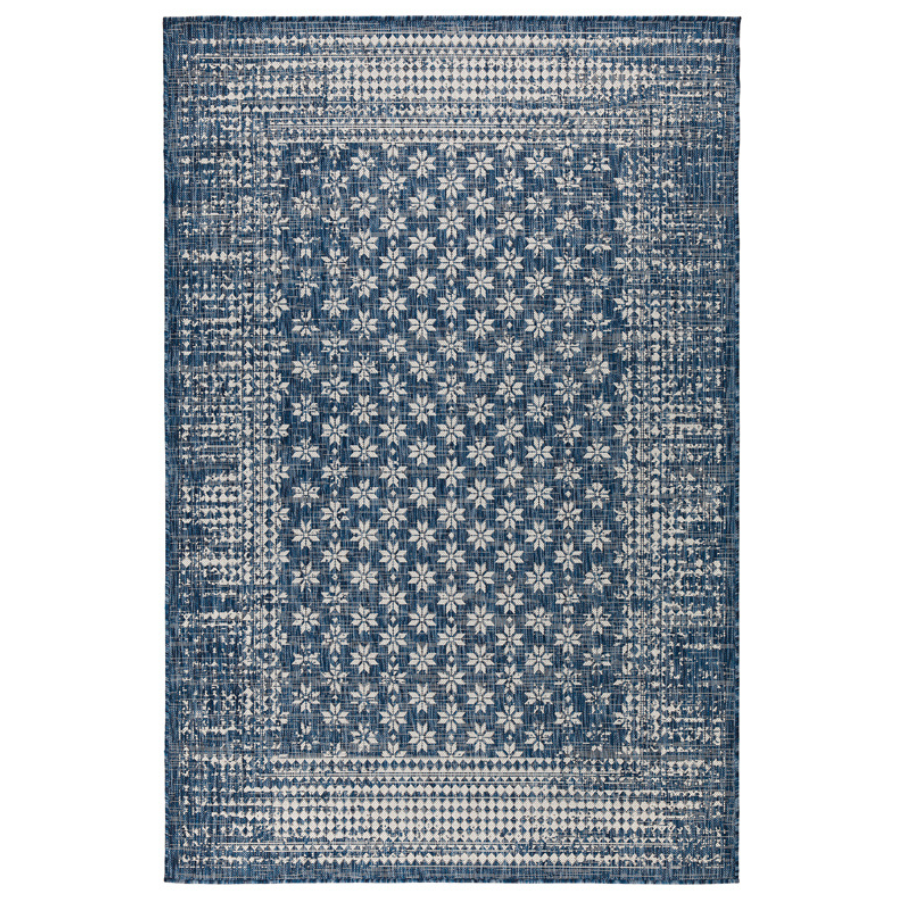 Pearl Blue Floral Polypropylene Large Rug - Fab Habitat , Outdoor Rugs, [product_size],