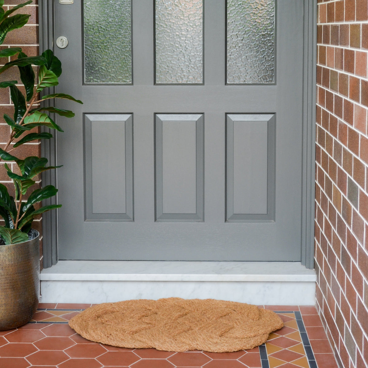 Periyar Plain Knotted Oval Coir Doormat - Fab Habitat , Doormats, 