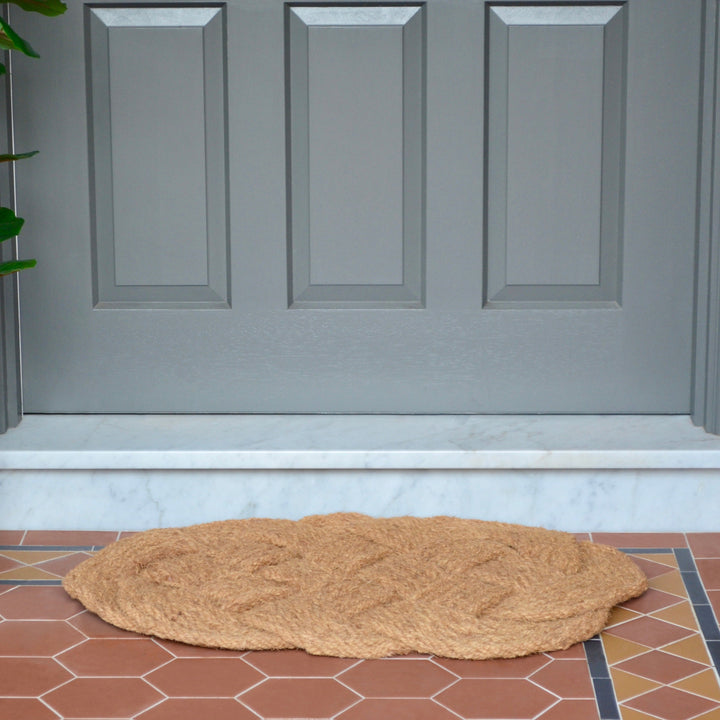 Periyar Plain Knotted Oval Coir Doormat - Fab Habitat , Doormats, [product_size],