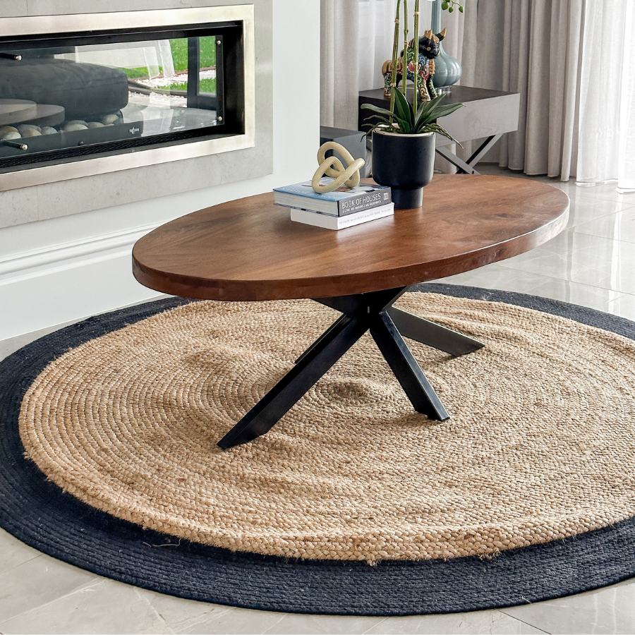 Phoenix Black Large Jute Round Floor Rug - Fab Habitat , Jute Rug, 