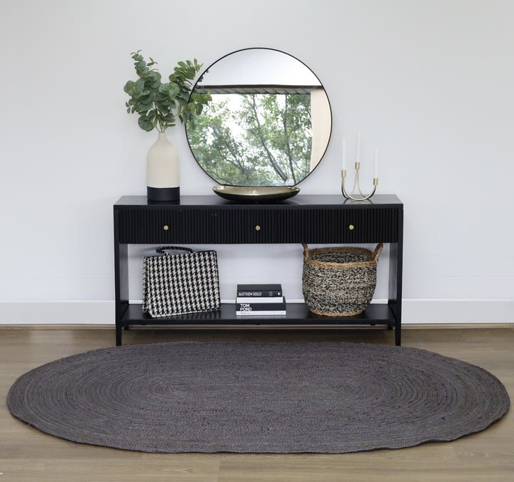 Phoenix Grey Oval Large Jute Rug