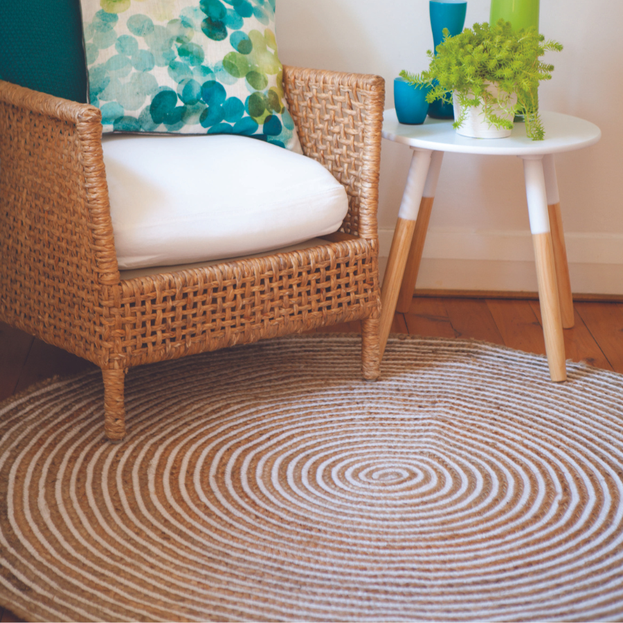 Plumeria Jute Large Round Rug for Home - Fab Habitat , Jute Rug, 