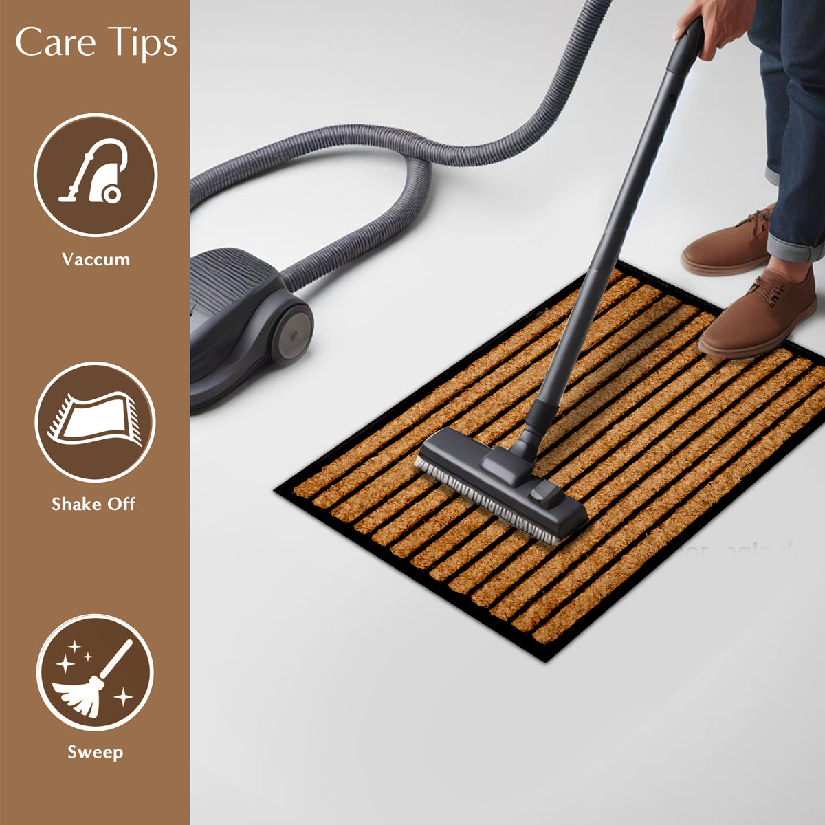 Stripes Rubber Bordered Coir Doormat - Fab Habitat , Doormats, 