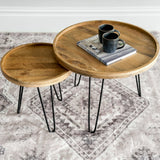 Set Of 2 Purna Round Wooden Nested Tray Coffee Table - Fab Habitat , Coffee Tables, 