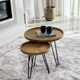 Set Of 2 Purna Round Wooden Nested Tray Coffee Table - Fab Habitat , Coffee Tables, 