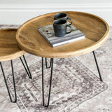 Set Of 2 Purna Round Wooden Nested Tray Coffee Table - Fab Habitat , Coffee Tables, 