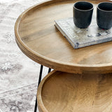 Set Of 2 Purna Round Wooden Nested Tray Coffee Table - Fab Habitat , Coffee Tables, 