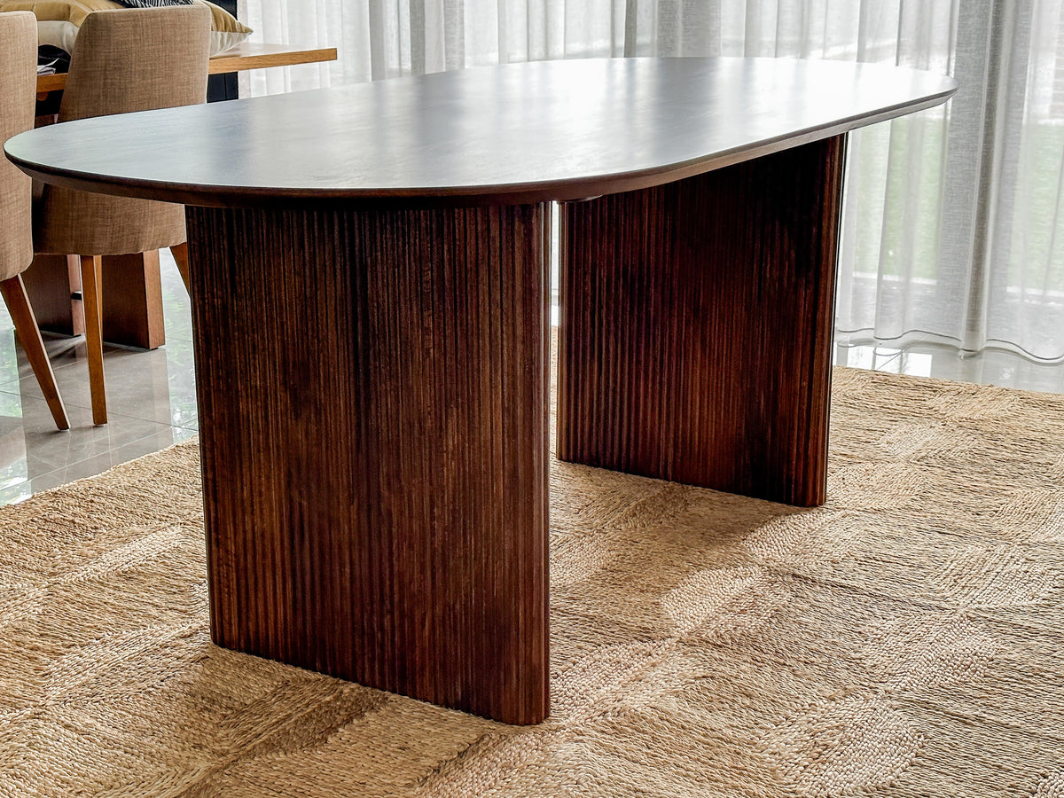 Purva Natural Finish Dining Table Styling View – Modern Timber Table – Buy Online in Australia