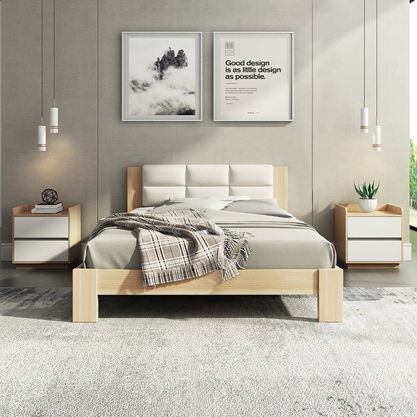 Raka Beige and Natural Queen Bed - Fab Habitat , Beds, 