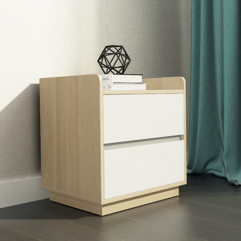 Raka White and Natural Bedside Table with 2 Drawers - Fab Habitat , Side Tables, 