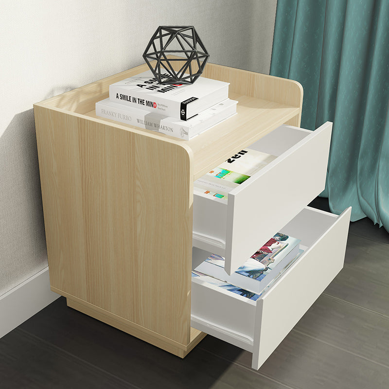 Raka White and Natural Bedside Table with 2 Drawers - Fab Habitat , Side Tables, 