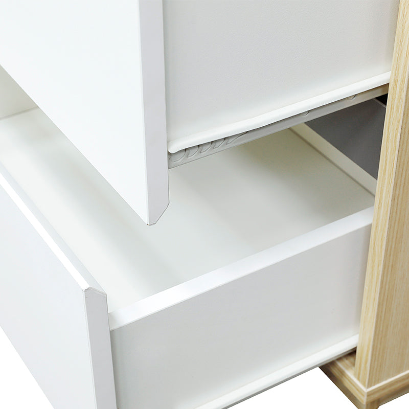 Raka White and Natural Bedside Table with 2 Drawers - Fab Habitat , Side Tables, 