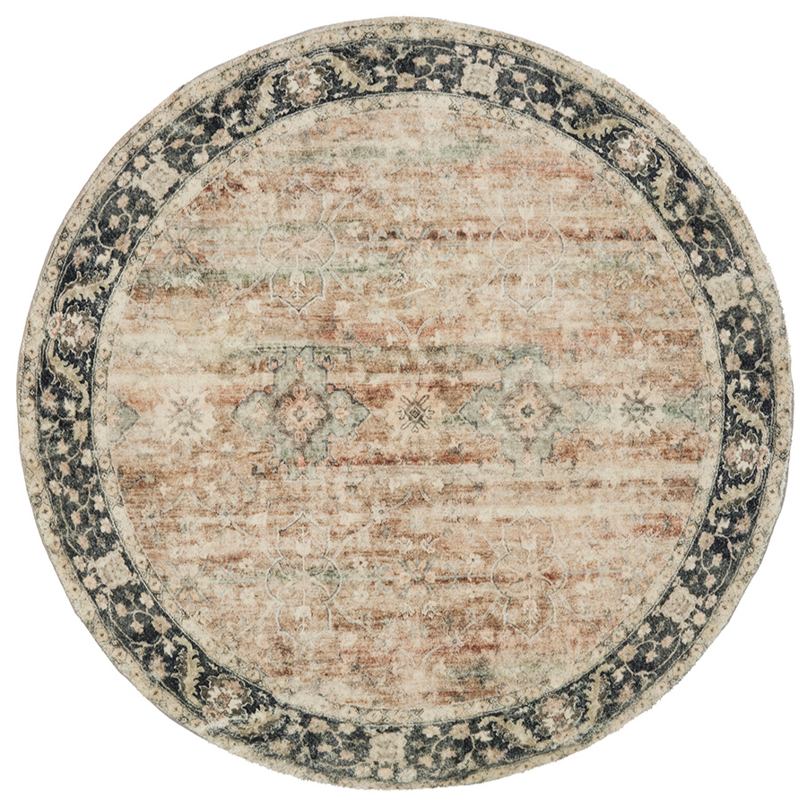 Rann Multicolour Traditional Distressed Round Rug - Fab Habitat , Soft And Plush Turkish Rugs, 