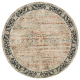 Rann Multicolour Traditional Distressed Round Rug - Fab Habitat , Soft And Plush Turkish Rugs, 