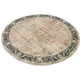 Rann Multicolour Traditional Distressed Round Rug - Fab Habitat , Soft And Plush Turkish Rugs, 