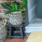 Apurva Black Finish Wood Accent Stool - Fab Habitat , Stool, 