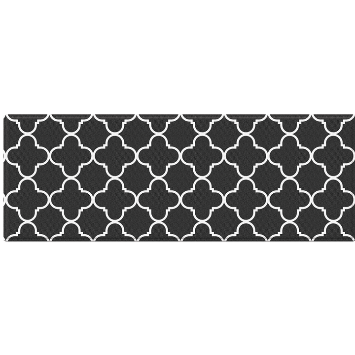 Renaissance Black & Grey Soft Padded Trellis Kitchen Mat - Fab Habitat , Soft Padded Kitchen Mats, 