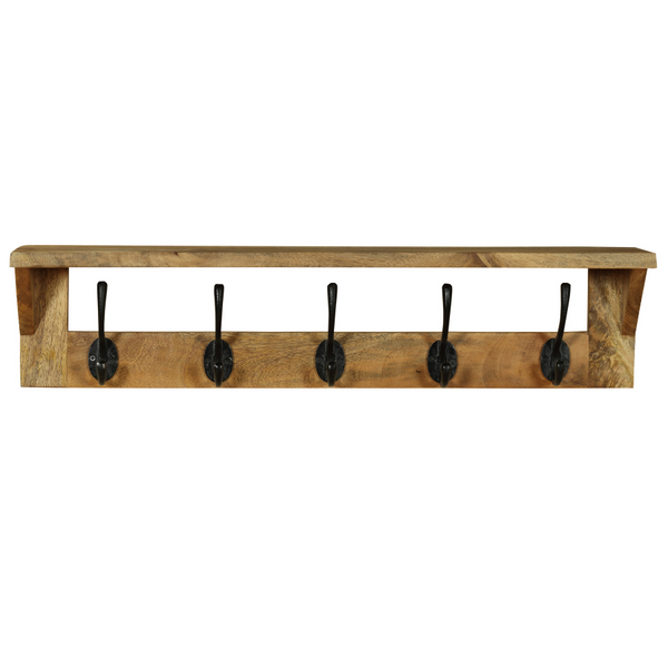 Reva Natural Finish 65cm Wood and Metal Wall Hook - Fab Habitat , Wall Hooks, 
