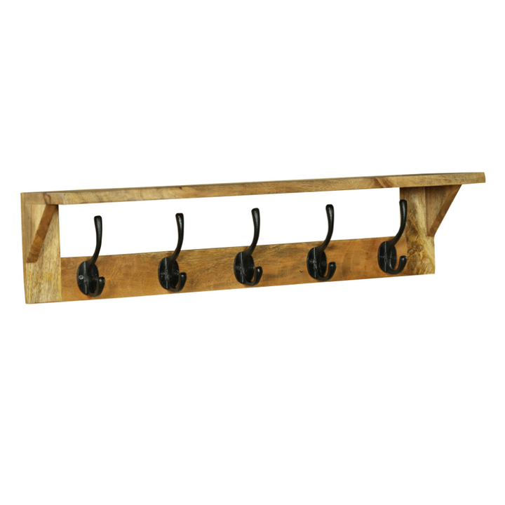 Reva Natural Finish 65cm Wood and Metal Wall Hook - Fab Habitat , Wall Hooks, [product_size],