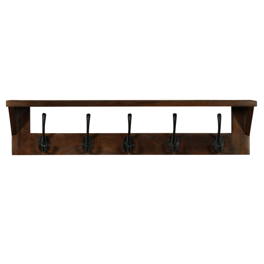 Reva Walnut Finish 65cm Wood and Metal Wall Hook - Fab Habitat , Wall Hooks, 