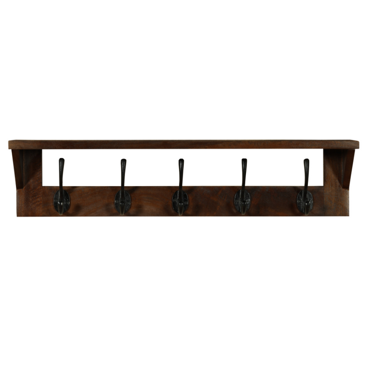 Reva Walnut Finish 65cm Wood and Metal Wall Hook - Fab Habitat , Wall Hooks, [product_size],