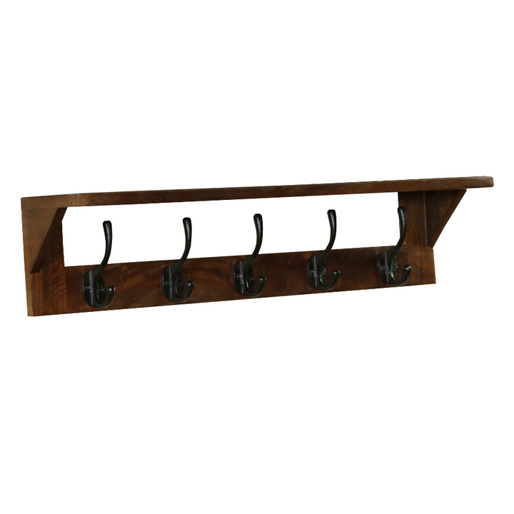 Reva Walnut Finish 65cm Wood and Metal Wall Hook - Fab Habitat , Wall Hooks, [product_size],