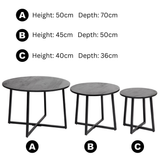 Set Of 3 Rio Black Round Nested Mango Wood Coffee Table