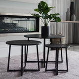 Set Of 3 Rio Black Round Nested Mango Wood Coffee Table - Fab Habitat , Coffee Tables, 