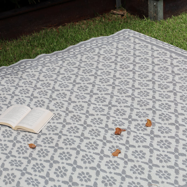 Ronda Grey Recycled Plastic Outdoor Rug