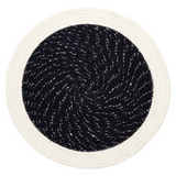 Set Of 4 Rosella Black & Cream Braided 38 cm Jute Round Placemat - Fab Habitat , Placemats, 