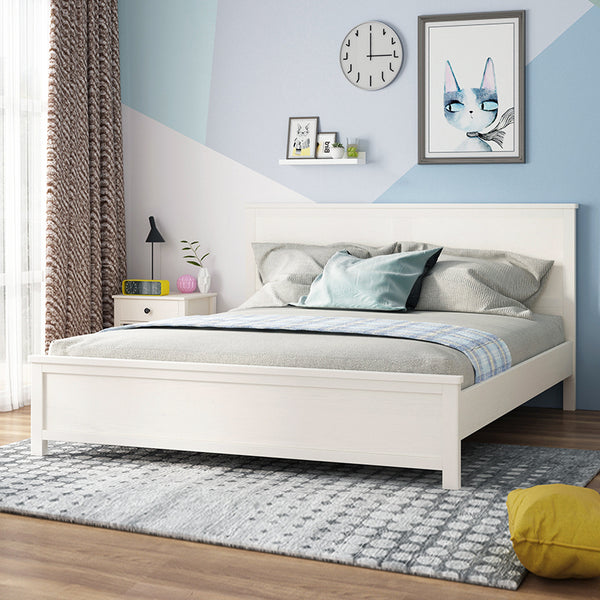 Safi Queen Bed Frame with Woven Cane Headboard – Wooden Bed – Buy Online in Australia