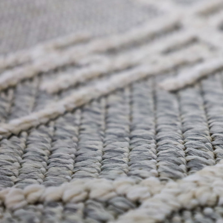 Salinas flat woven recycled plastic rug – tribal beige-grey, 180x270cm, buy online in Australia