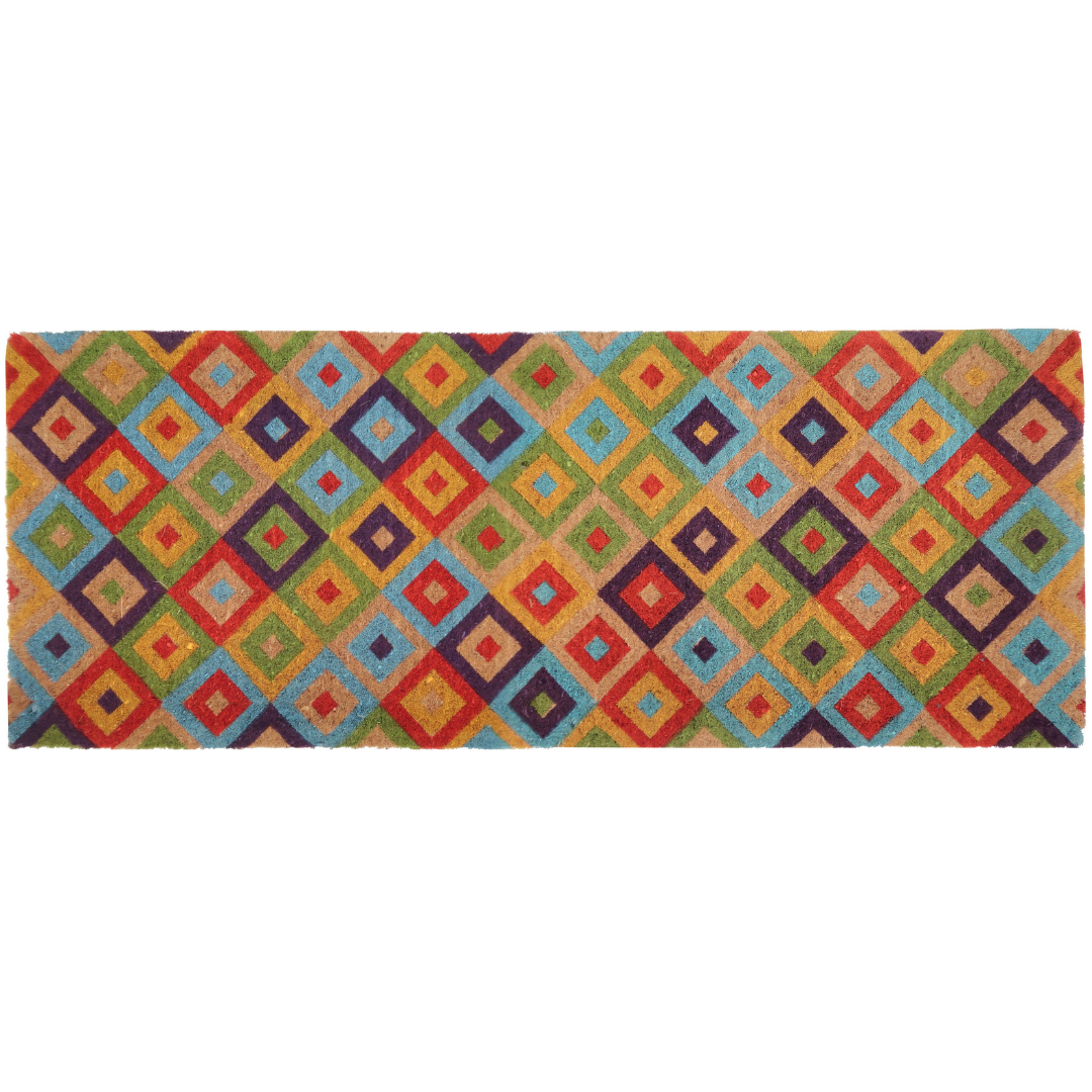 Saman Multicolour Diamond Thick Coir Doormat - Fab Habitat , Doormats, 