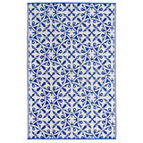 San Juan Blue and White Reversible Large Outdoor Rug - Fab Habitat , Recycled Plastic Rugs & Mats, 