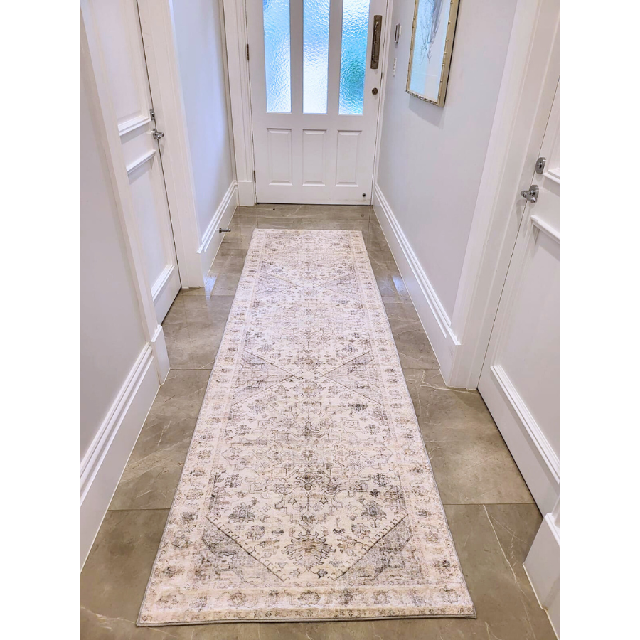 Santiago Grey Traditional Machine Washable Long Hall Runner - Fab Habitat , Runners Rugs, 