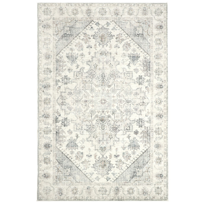 Santiago Grey Traditional Machine Washable Extra-Large Mat - Fab Habitat , Machine Washable Rugs, [product_size],