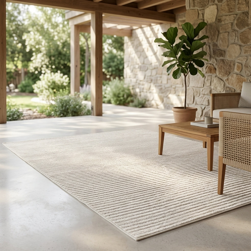 Seoul Grey Striped Indoor Outdoor rug