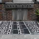 Serowe Black and White Waterproof Large Outdoor Rug - Fab Habitat , Recycled Plastic Rugs & Mats, 