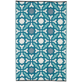 Seville Blue Multicoloured Modern Recycled Plastic Outdoor Rug - Fab Habitat , Recycled Plastic Rugs & Mats, 
