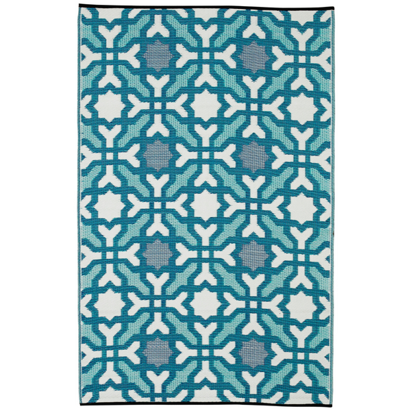 Seville Blue Multicoloured Modern Recycled Plastic Outdoor Rug - Fab Habitat , Recycled Plastic Rugs & Mats, 