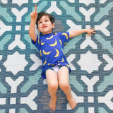 Seville Blue Multicoloured Modern Recycled Plastic Outdoor Rug - Fab Habitat , Recycled Plastic Rugs & Mats, 