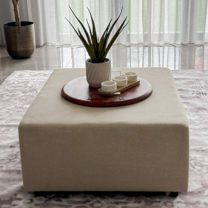 Celeste Beige Upholstered Ottoman - Fab Habitat , Benches, [product_size],