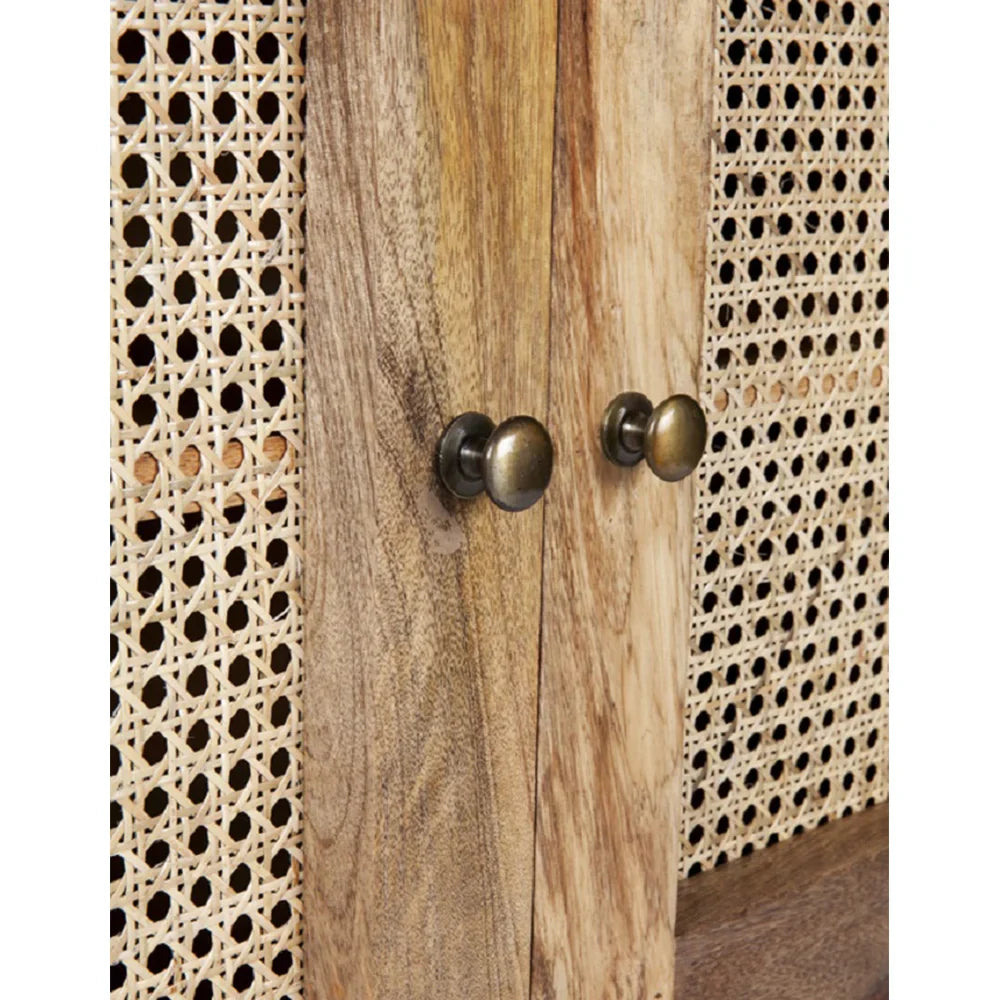 Byron Natural 2 Doors Mango Wood Hallway Rattan Sideboard Cabinet - Fab Habitat , TV Units, 